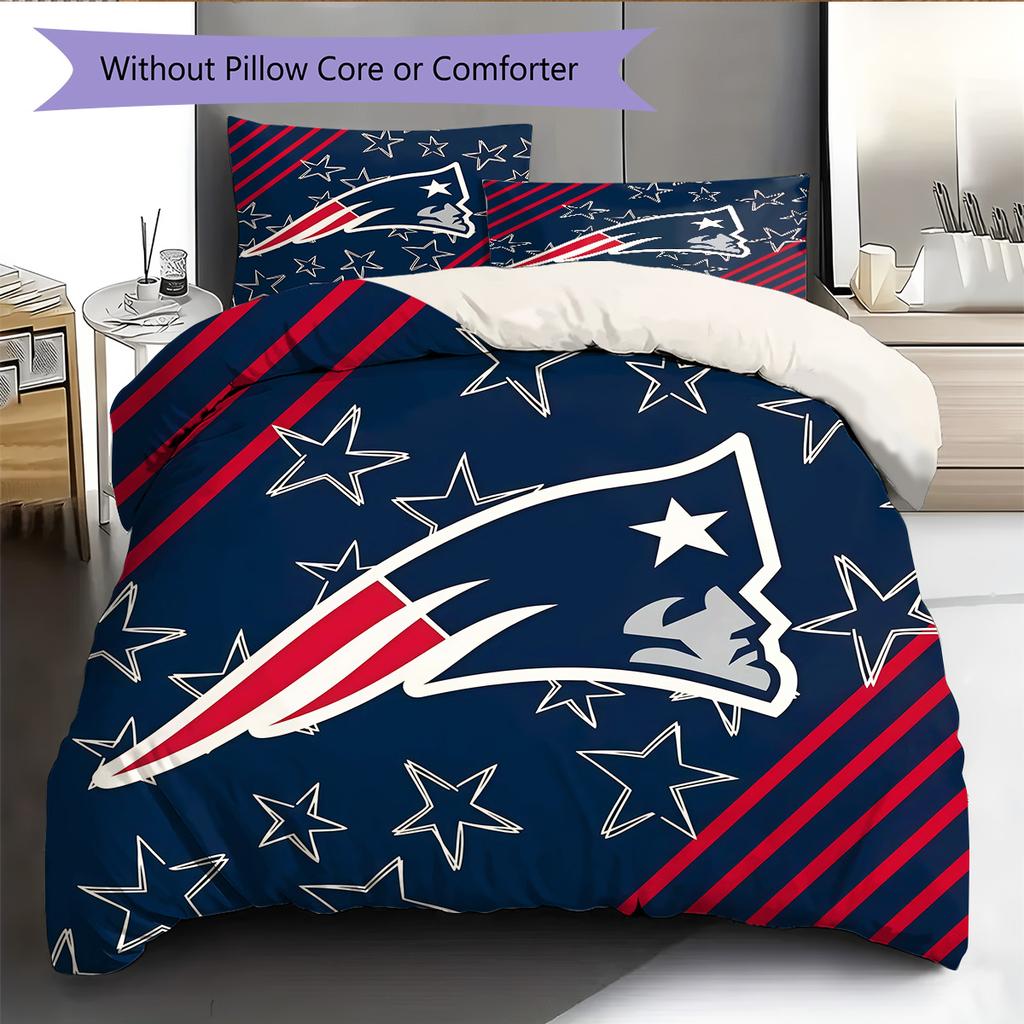 New England Patriots Pattern Bedding Quilt Set Home Decoration Gift (1 * Duvet Cover + 2 * Pillowcase Without Core)