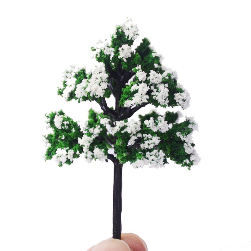 5pcs Plastic Scenery Trees 4 Sizes Winter Snow Scene Tree New Mini Snow Pine Model Trees