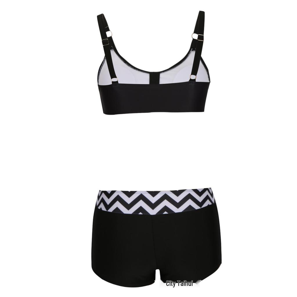 2025 Cross-border Flat-leg Halter Print Slimming Bikini Set