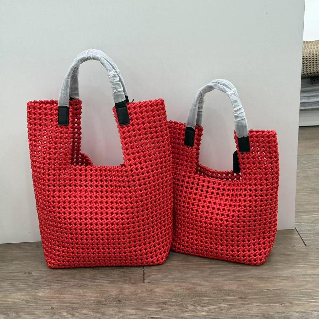 Luxury Silk Satin Tote with Windmill Knot Design - Handwoven, Hollow Niche, Large Capacity, Mother-Child Bag Available