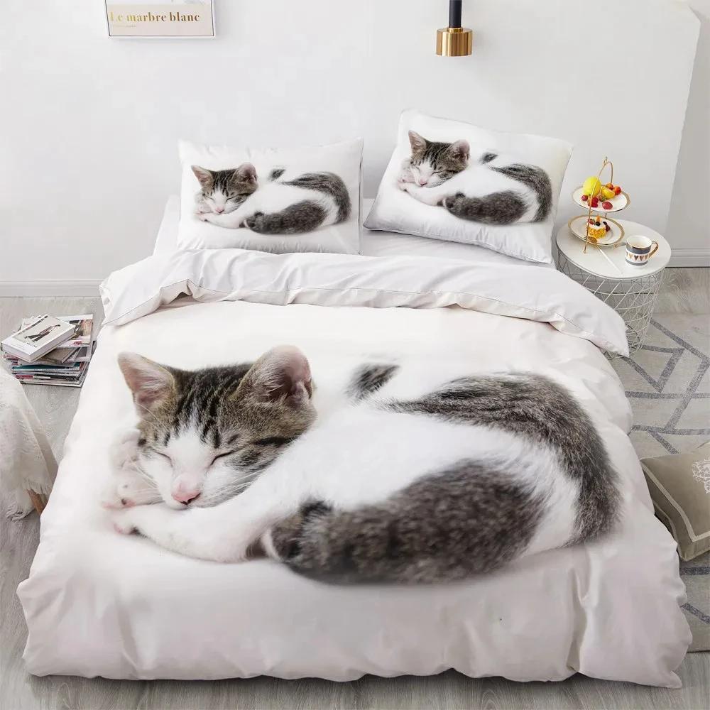 Comforter 3D Printed Cute Kitten Pet Cat Bedding Set Boys Girls Twin Queen Size Bed Kids Adult Home Textileextile