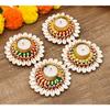 Handmade Metal Tea Light Candles Holder for Diwali Decorations - 4 Pcs Heavy Design Decorative Diya Tealight Candle Holder