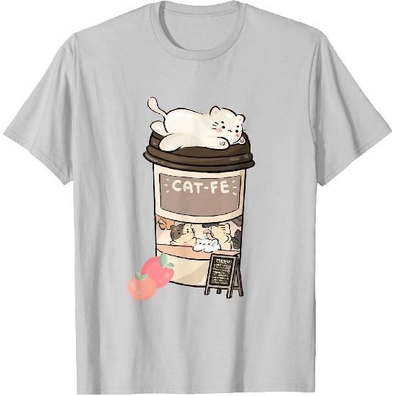 Süßes Katzencafé, Kawaii Katzenkaffee, Anime Neko Kitty, Katzen Wortspiele T-Shirt