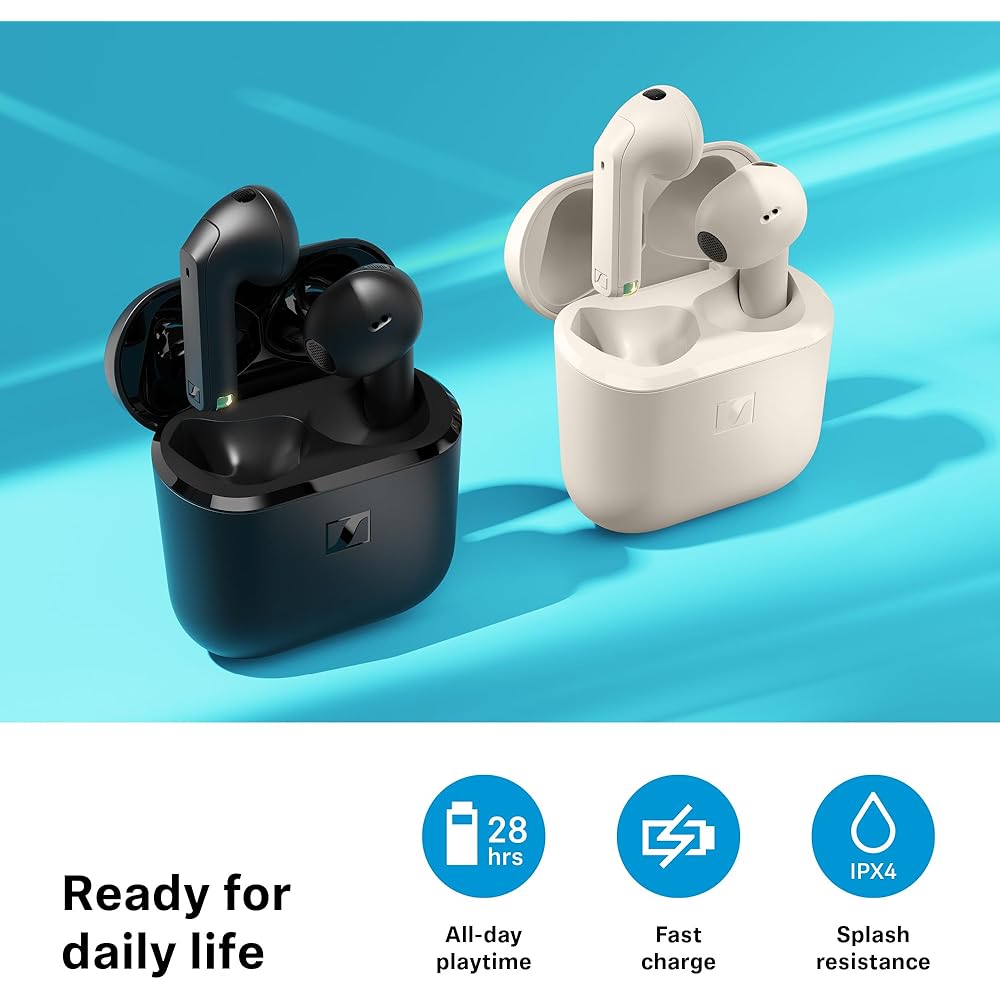 Sennheiser ACCENTUM Open Wireless Earbuds - Open-ear design, dynamic sound & Bluetooth 5.3, IPX4 water-resistant, 28-hour battery life, USB-C charging
