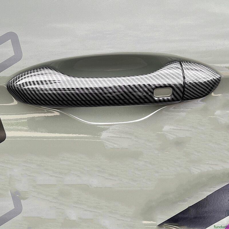 For Geely Coolray 2018    Carbon Fiber Chrome Car Door Handle Bowl Cover Decor Trim Sticker Styling