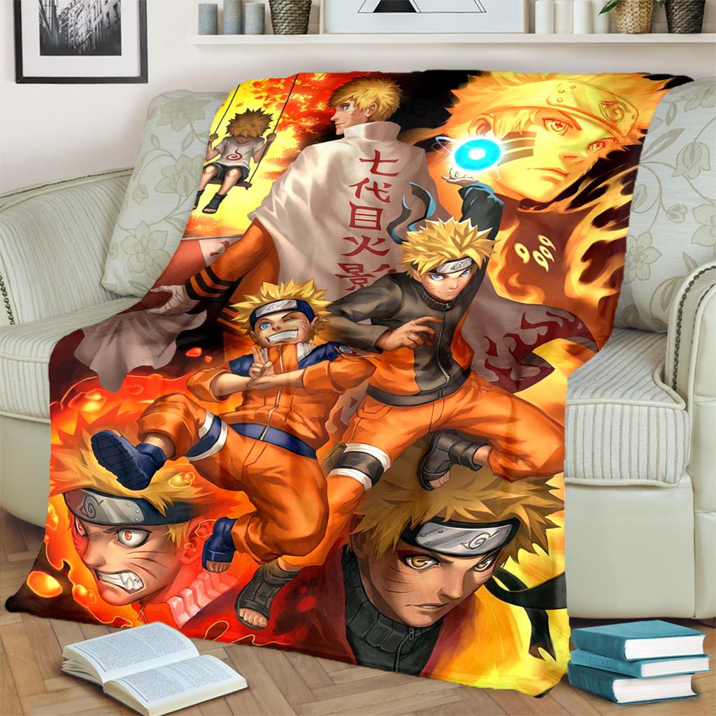 Anime-Naruto Print Blanket Warm Comfortable Flannel Blanket for Bedrooms, Sofas, Beds, Chairs, Picnics, Travel -LXR77