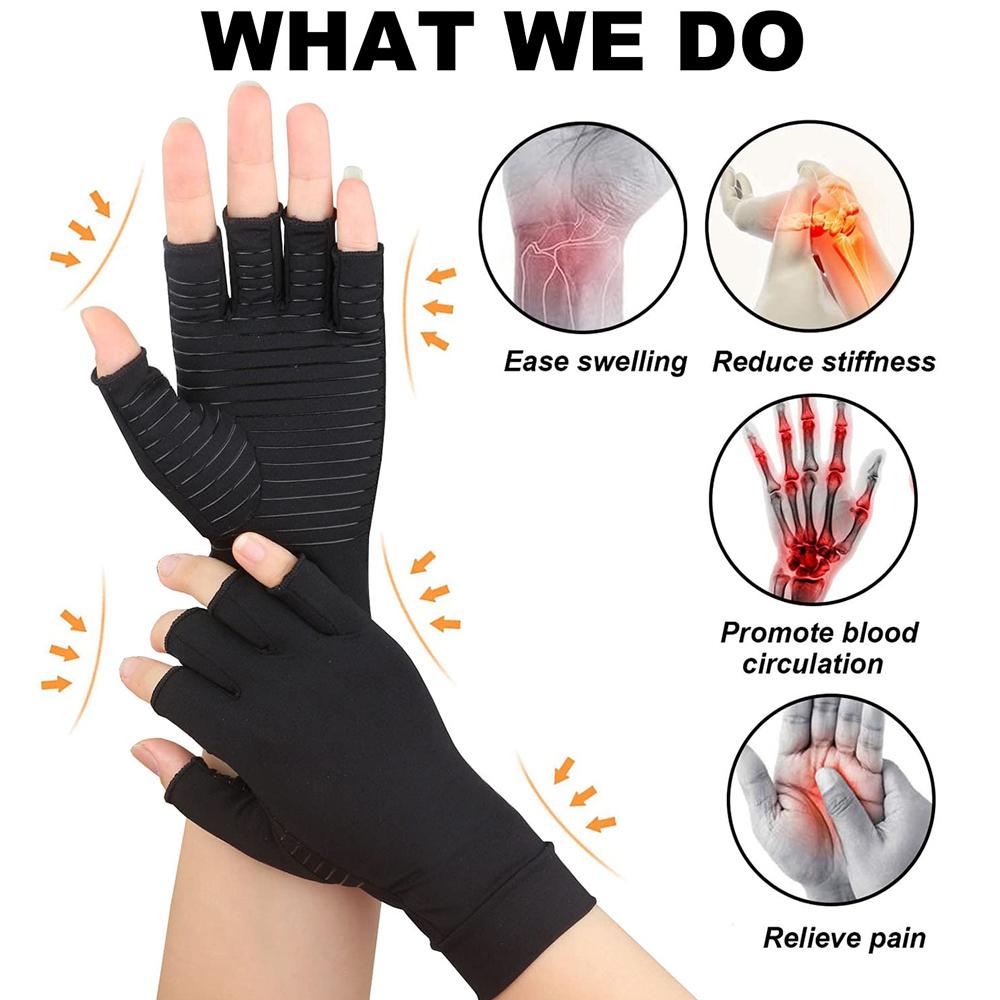 Copper Arthritis Gloves for Women Men Fingerless Compression Relief Hand Pain Swelling Carpal Tunnel Support Typing