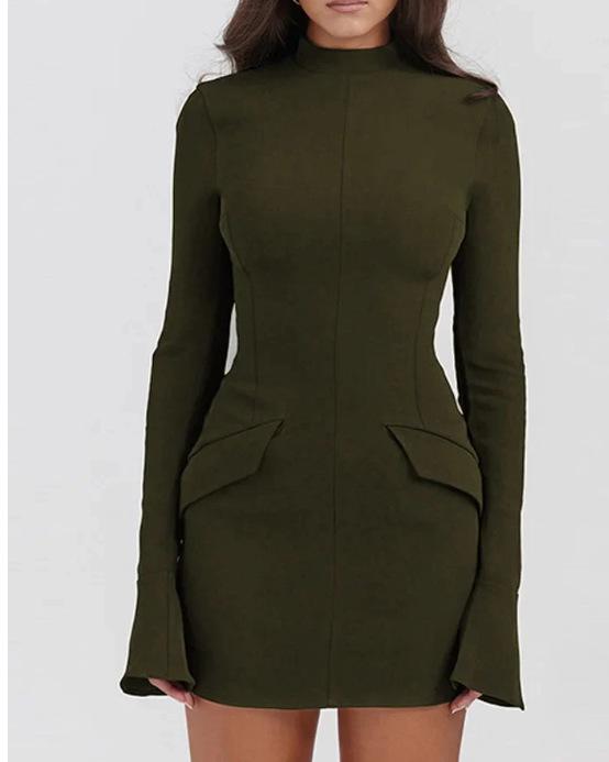 2024 Elegant Slim Fit Long Sleeve Hip Wrap Dress - Sexy and Stylish for Spring & Autumn