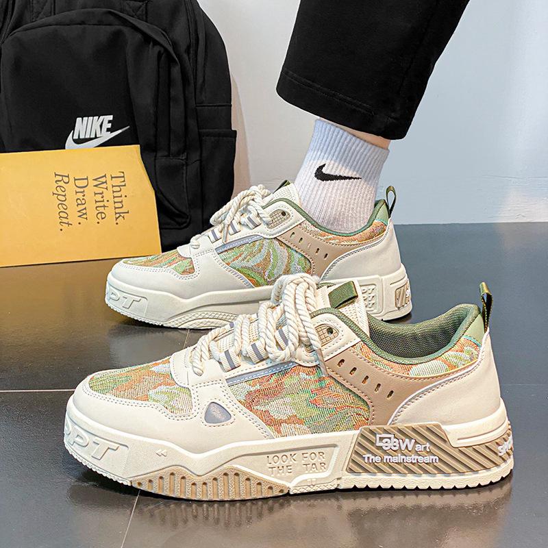 2025 Men's Trendy Breathable Canvas Sneakers: Versatile, Non-Slip, Thick-Soled Skate Shoes