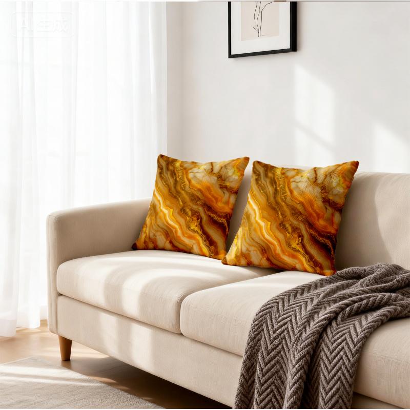 Abstract Gold Vein Marble Throw Pillow Includes Pillow Core 18.18 Inch Soft Non Slip Cushion Case Home Sofa Bedroom Decor Gift