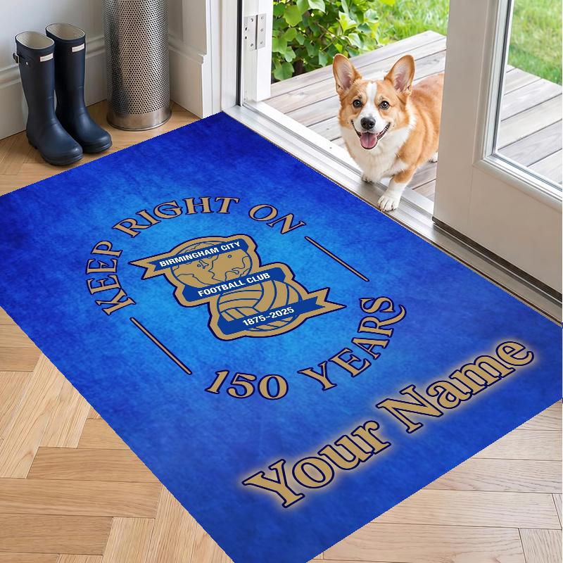Custom Name Birmingham City Crystal Velvet Floor Rug Personalized Text Soft Carpet Home Decor