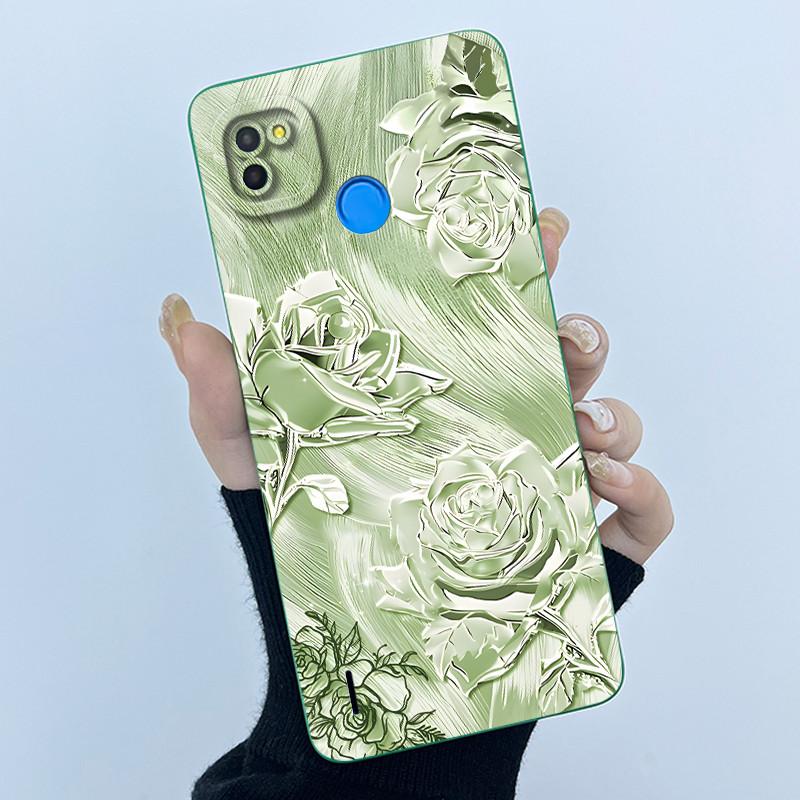 For Tecno Pop 4 Lte Case Liquid Silicone Fashion Simplicity Oil Painting Floral Back Cover For Techno Pop4 Air Phone Case BC1s