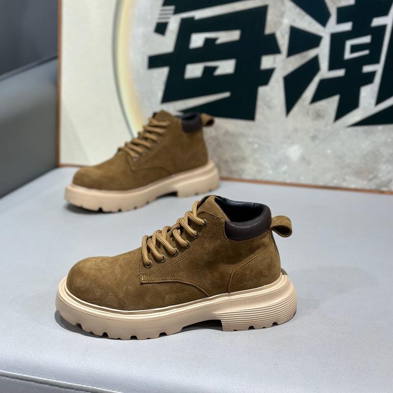 

Autumn new high-top leather surface light and comfortable casual soft-soled lace-up shoes 38 верблюд