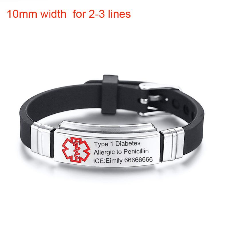 Free Personalized ICE Medical Alert Emergency Reminder Bracelet for Women Men DIABETES EPILEPSY