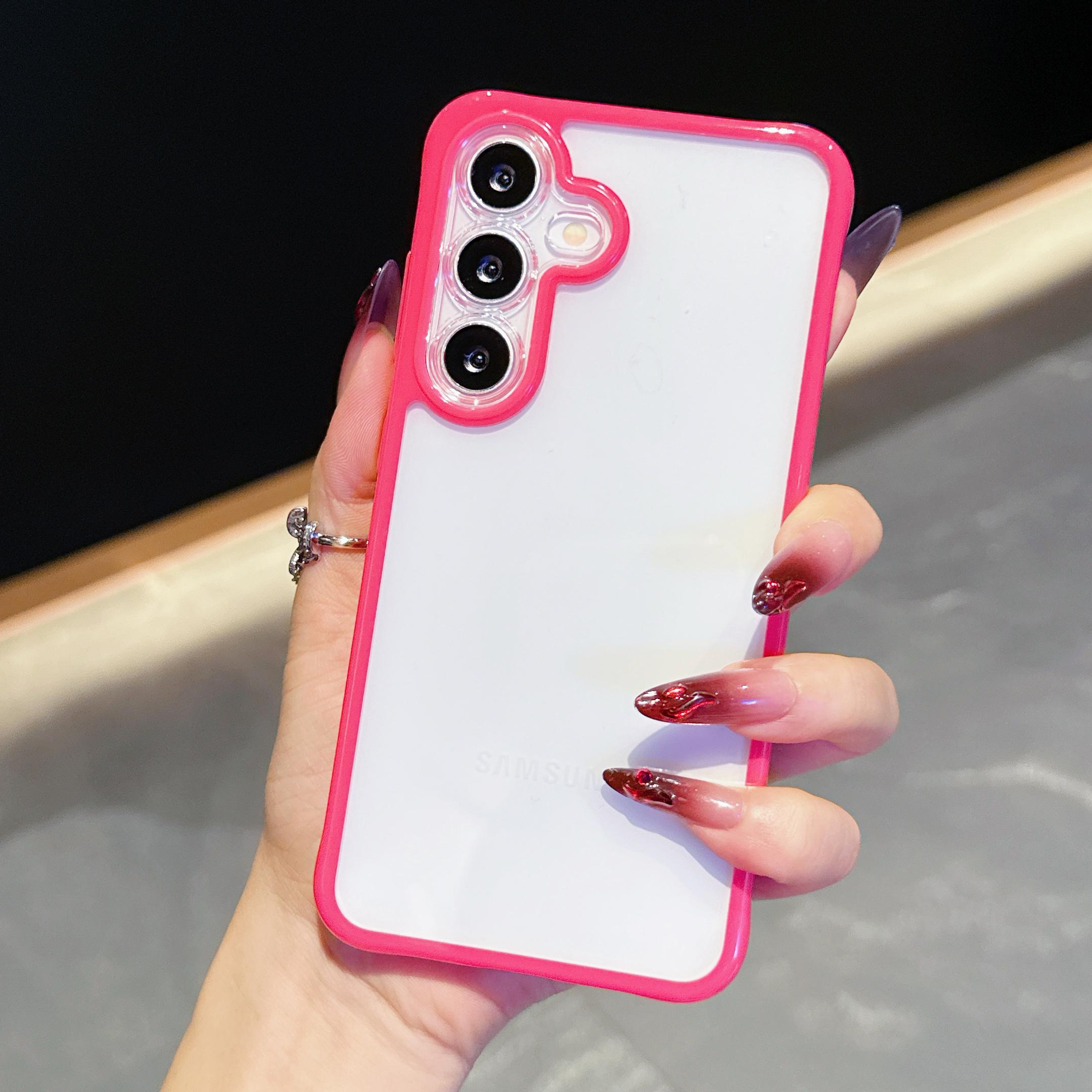 

Чехол-бампер конфетного цвета с точной защитой камеры для Samsung Galaxy S23 S24 S25 S24FE Прозрачная мягкая акриловая крышка для Samsung Galaxy A36 A56 A35 A55 A26 Samsung A36/A56 5G красный