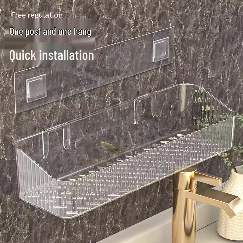 No-Drill Wall-Mounted Bathroom Shelf for Toiletries and Cosmetics