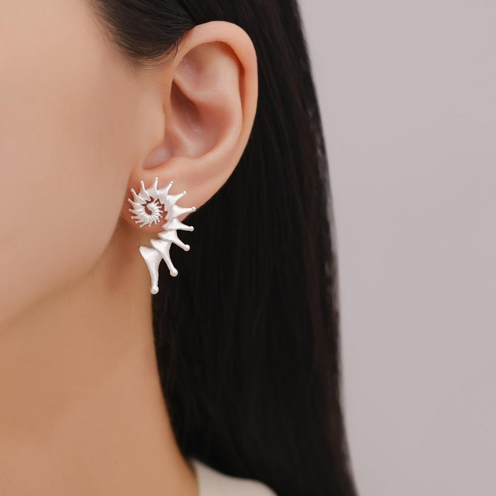 Gothic Personality Stereo Conch Ancient Zinc Alloy Stainless Steel Stud Earrings for Men Women Hallowmas Punk Zircon Accessory Gift