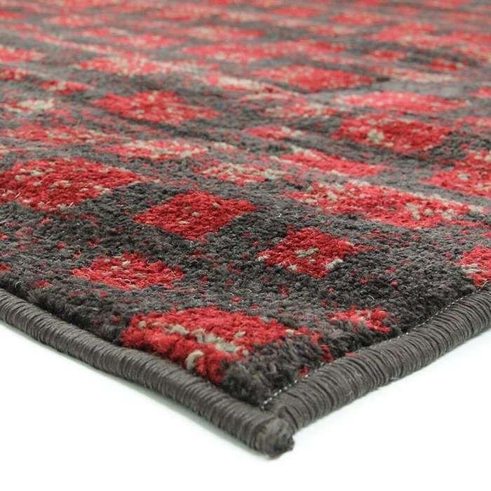 Rug Woolly Touch Square Patterns Red 133x190