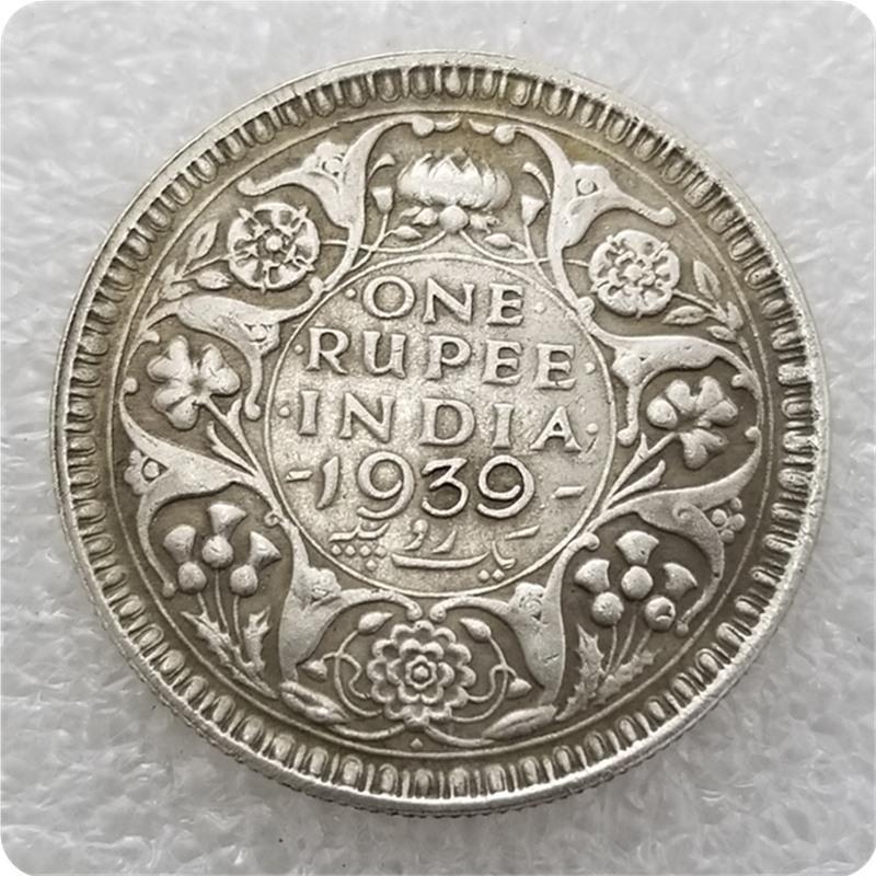 Indijos monetos, 1938, 1939 žalvario medžiaga, antikvariniai rankdarbiai