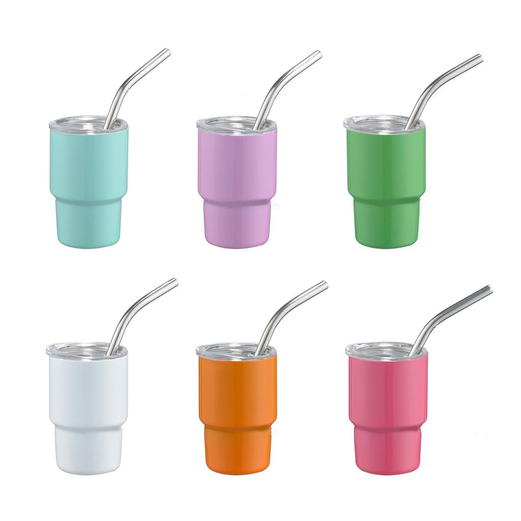 Stainless Steel Car Cup Double Wall Insulated Travel Mug Mini Tumblers with Straw & Lid Portable Coffee Cup Drinkware