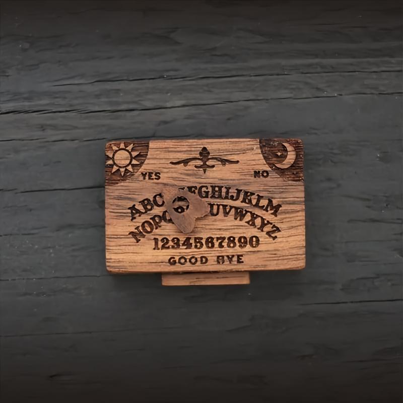 Mini Wood Ouija Board Game Wooden Ouija Board Alphabet Vintage with Planchette Miniature Board Divination Tools for Desk Decor