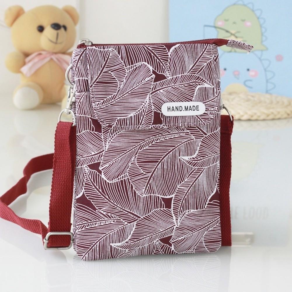 Leaves Mobile Phone Bag Pastoral Women's Messenger Bag Fashionable Phone Crossbody Bag  Lady