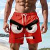 Men Shorts Elastic Waist Tie Cartoon 3D Printed Casual Shorts with Pockets Loose Fit Lightweight Breathable Beach Vacation Sports Shorts
