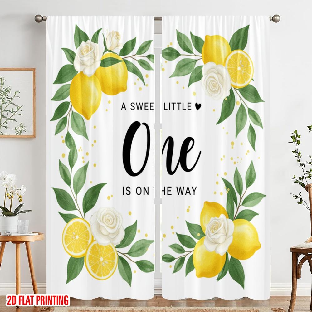 2 Stück 2D Flachdruck Fensterbehandlung Vorhänge Kleiner Zitrone Baby Polyester Ohne Strom Saisonal Party & Feiertag