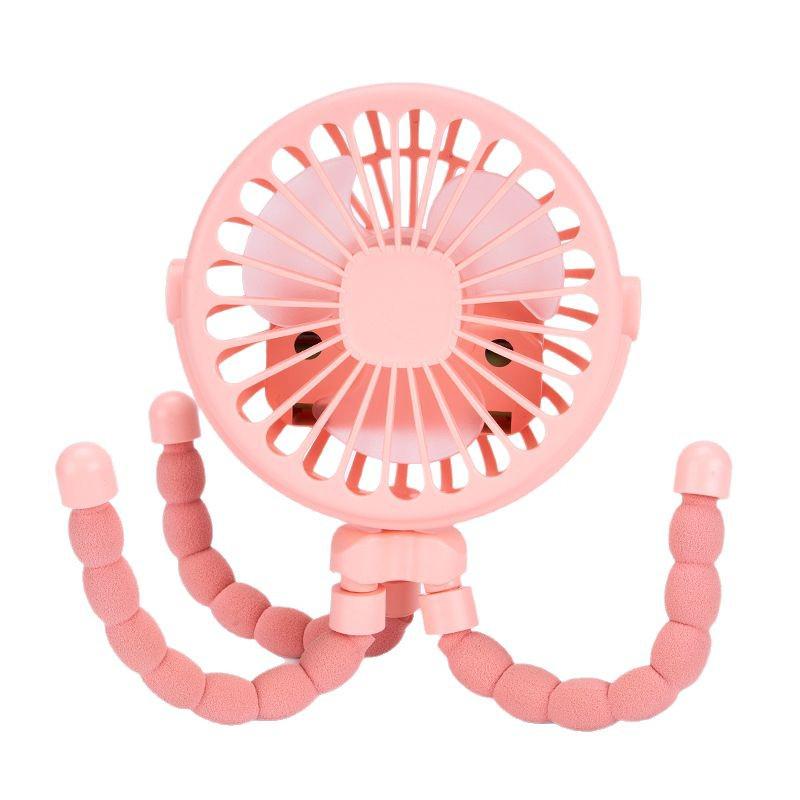 Portable Silent Mini Stroller Fan with USB Charging and Light