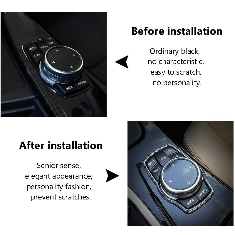 1SET 3D Gloss Carbon Faser Aufkleber Für BMW F30 F35 3 Serie 320i 328i GT Multimedia Tasten Rahmen