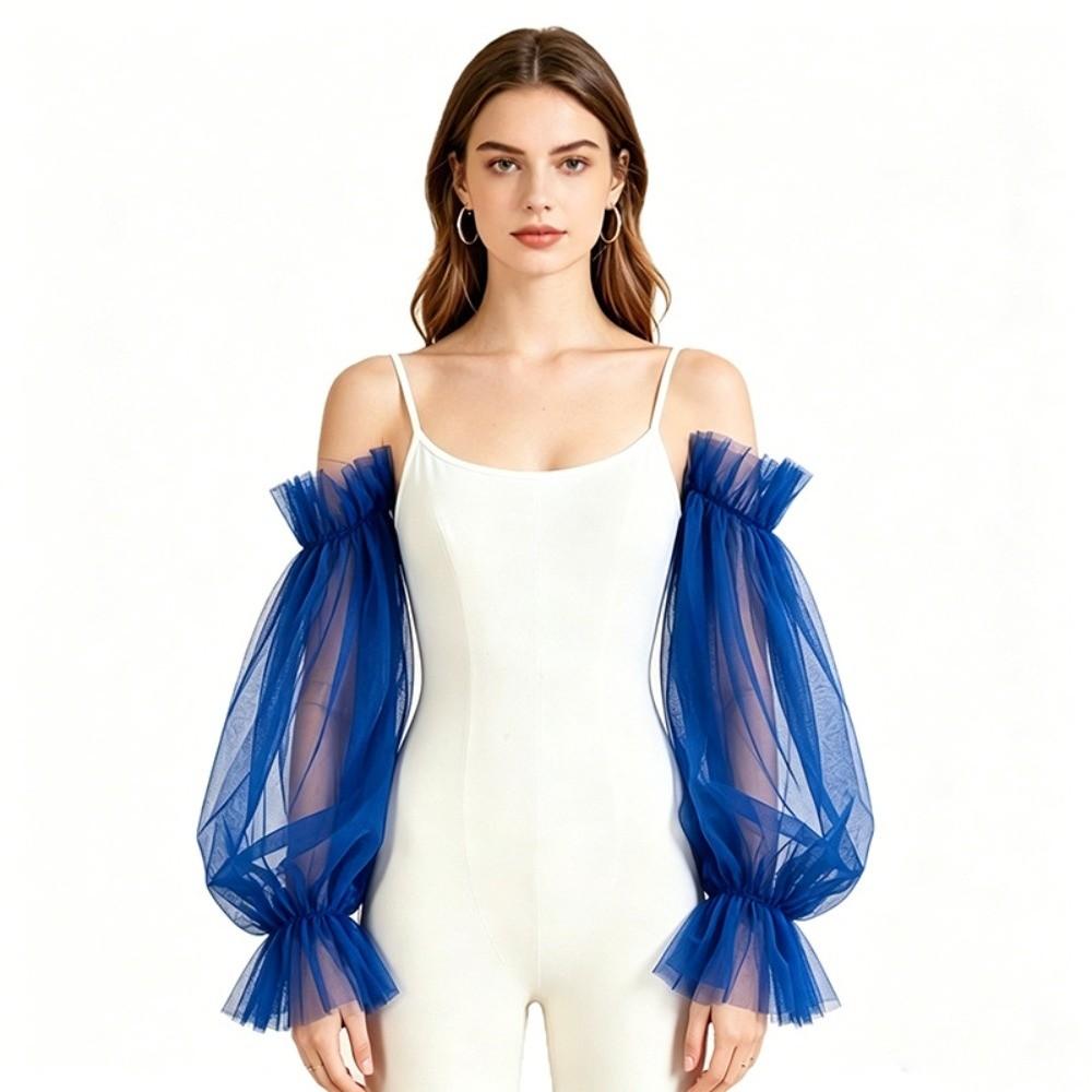 Trouwjurk Bruid Bruiloftshandschoenen Effen Kleur Bruidsmouwen Mode Afneembare Tule Bruiloft