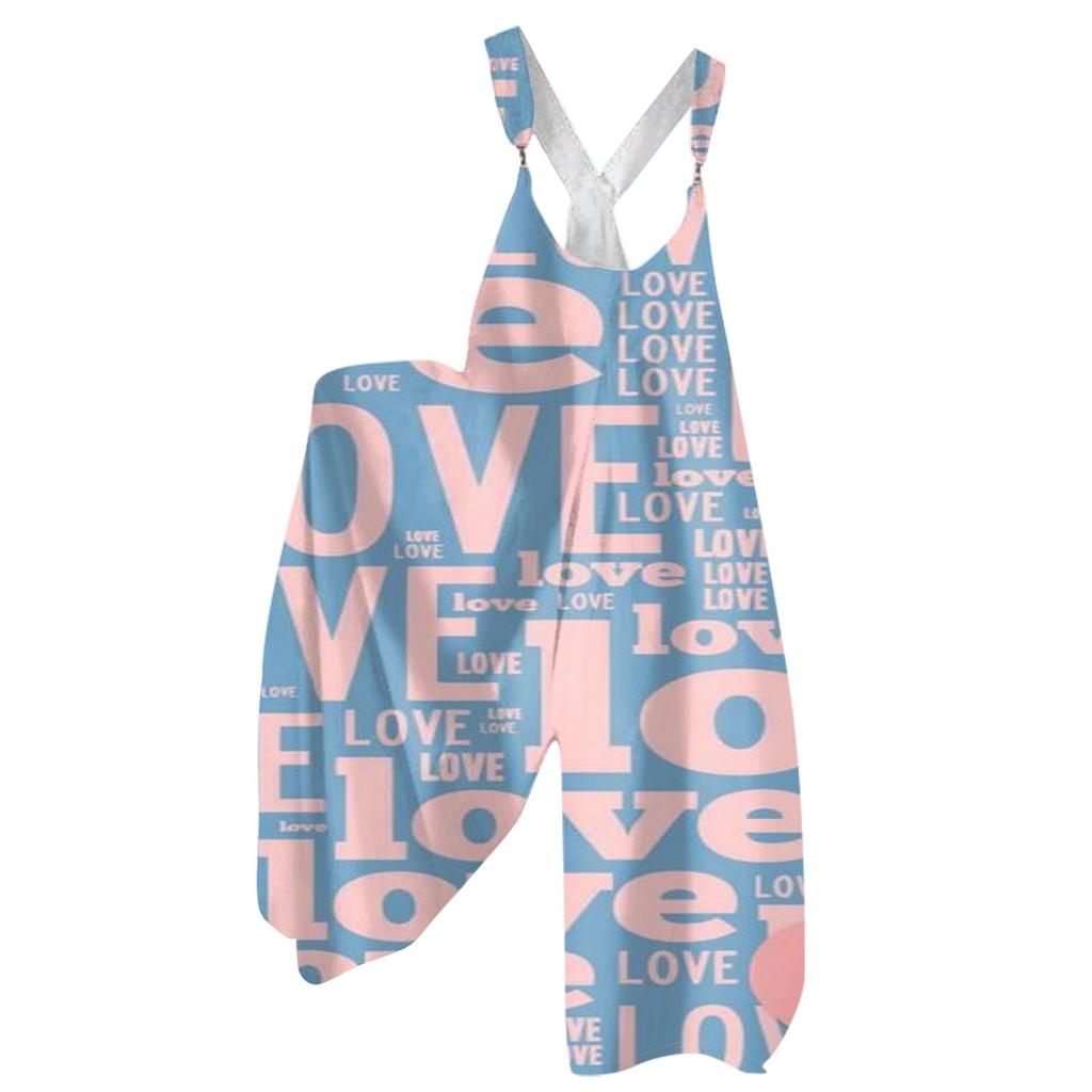 Moda Damska ul. Patrick Print Casual Luźny Kombinezon z Szerokimi Nogawkami