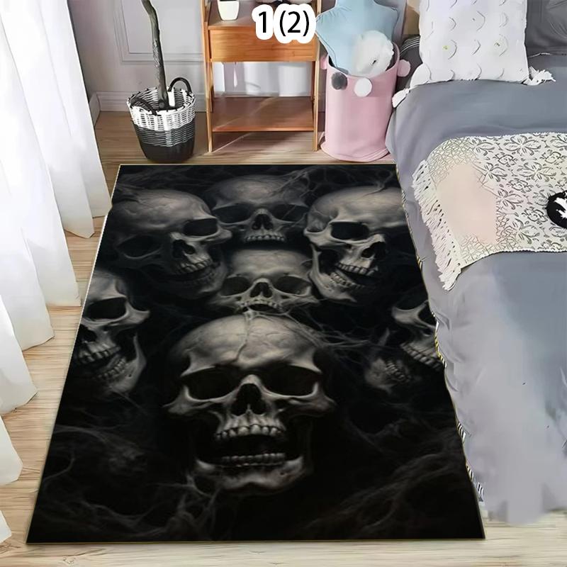 Rug Carpet Mat Non-Slip  Dark Skull Dense Area Rug for Living Room Bedroom Entryway Kitchen Nursery Playroom Gothic Home Decor