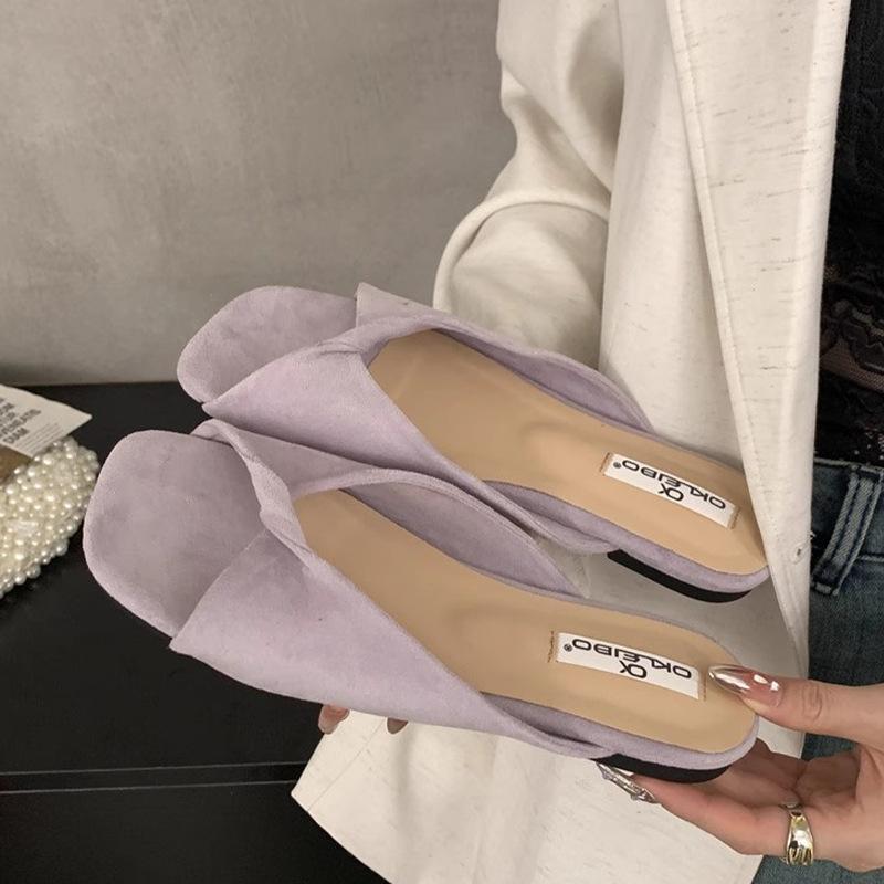 Cool Slippers Women's 2025 New Retro Premium with Skirt Square Head Pleated Thick-soled Slippers Women's Summer Outer Wear