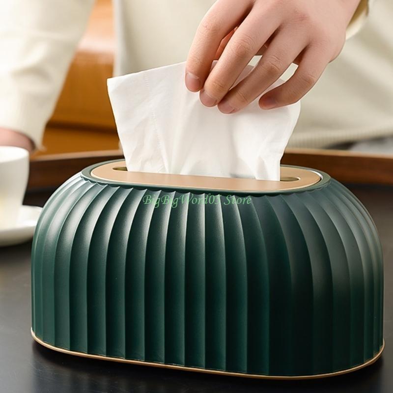24TE Striped Tissue Box Table Napkin Holder Tissues Dispenser Toilet Paper Container
