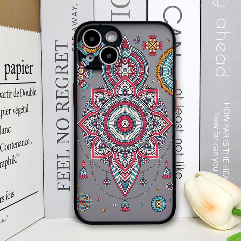 

Mandala Black Lace Flower Pattern Phone Case for Samsung Galaxy S25 S24 S23 Ultra S22 Plus S21 FE 5G Shockproof Hard Cover Coque For Samsung S21 FE