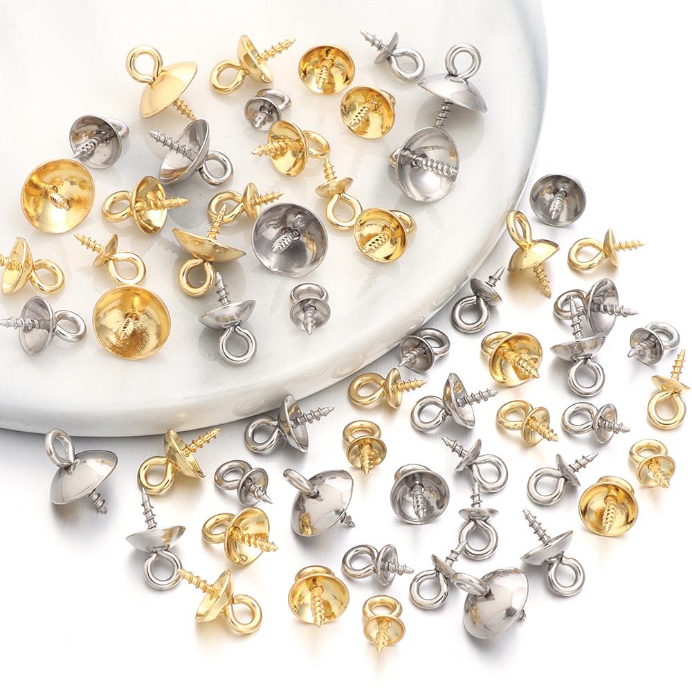 20 pezzi Occhielli a Vite in Acciaio Inossidabile Ganci Superiori Perline Forate Tappi Terminali Metallici Ciondolo Per la Realizzazione di Gioielli Fai da Te Accessori per Collane