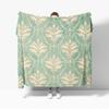 Retro Beige Floral Brocade Style Throw Blanket Cozy Soft Lightweight Warm Flannel Blankets