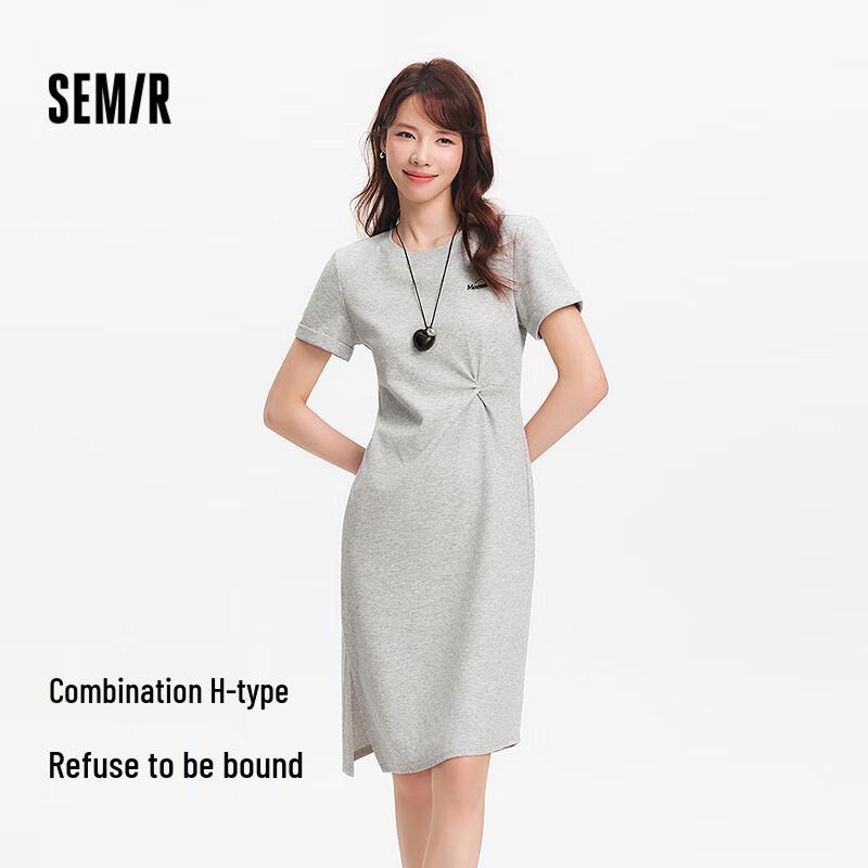 Semir Women's Slimming Knot Slit T-Shirt Dress