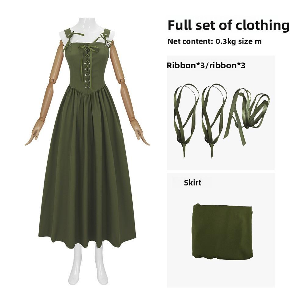 Renaissance Woman Dress With Spandex Fabric For Fantasy Role Play Cosplay
