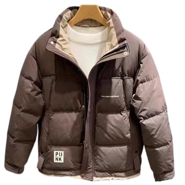 

Men s Slim-Fit Winter Down Jacket, Stand-Up Collar, Trendy Warm Outerwear for Youth 3XL кофейный