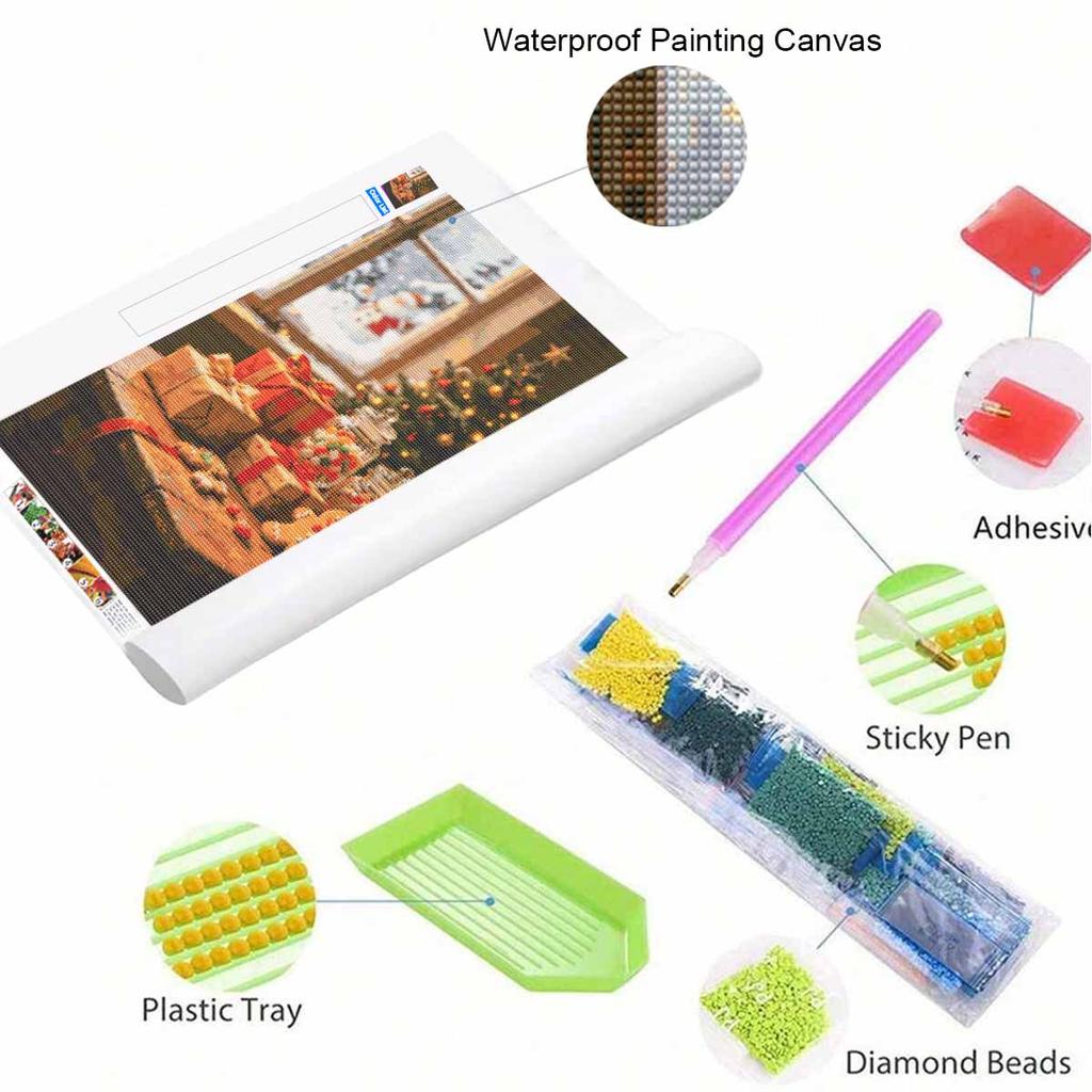 DIY Diamond Painting Kit Christmas Tree 5D Full Drill Canvas Art Holiday Decor Relaxing Stress Relief Craft for Adults and Beginners