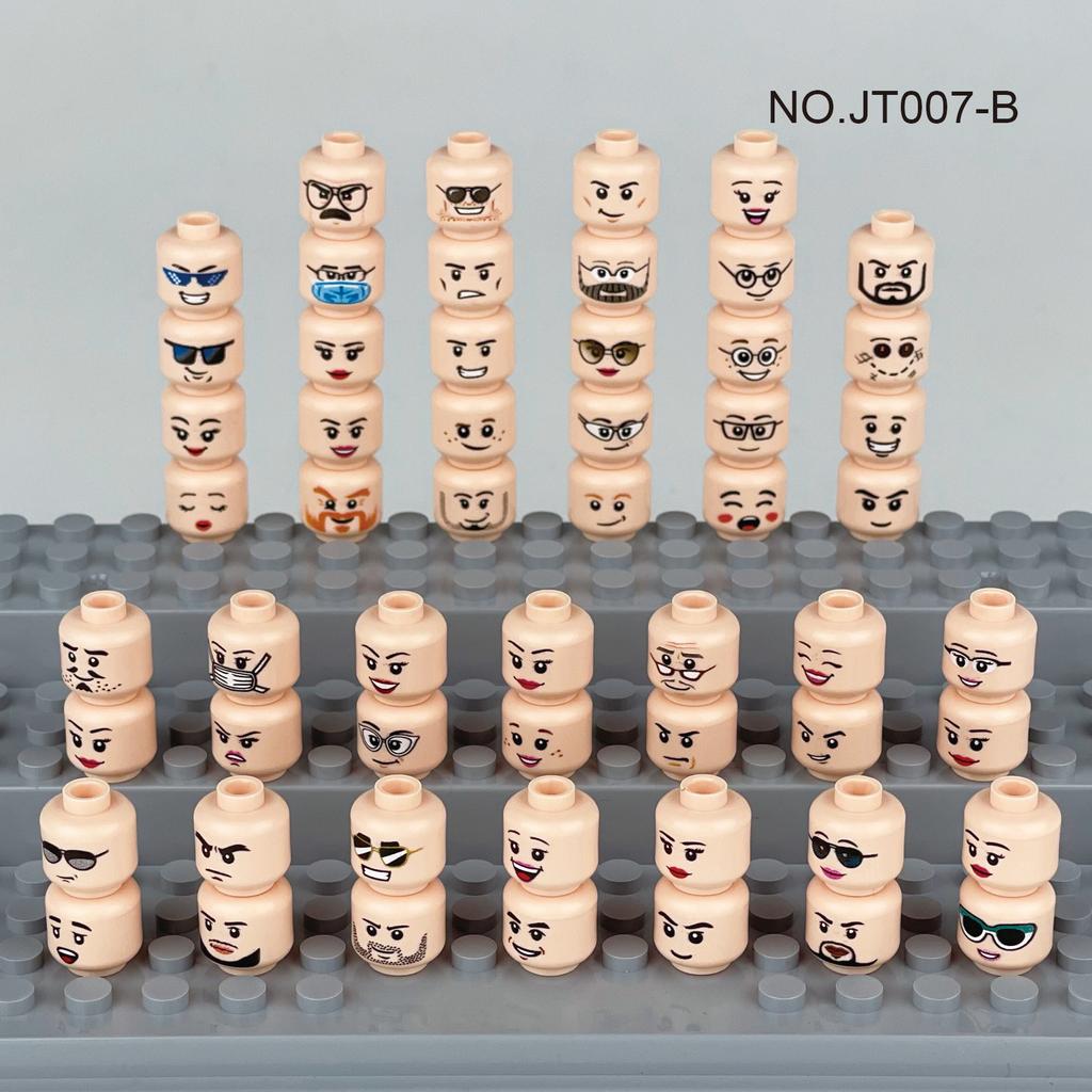 56pcs/Lot DIY Figures Head Building Blocks Accessories Laugh Cry Charming Angry Facial Expression Mini Bricks Toys Model Kids Gifts