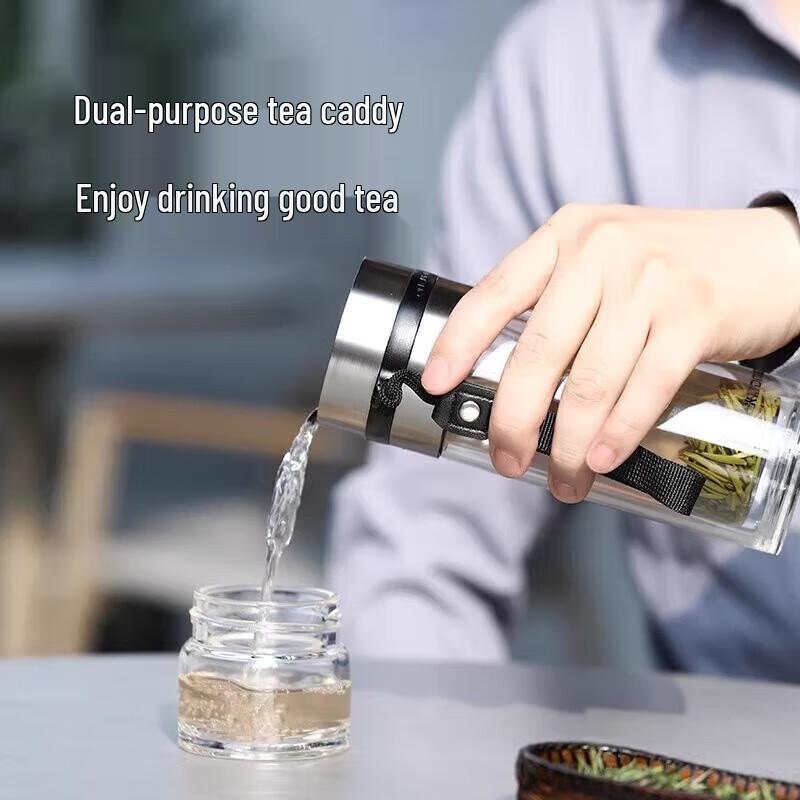 Fuguan Platinum Tea Master Double-Layer Glass Infuser Bottle
