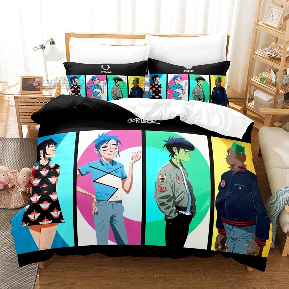 Musik Gorillaz Bettwäsche Set Einzelbett Twin Full Queen King Size Bettwäsche Set Aldult Kinder Schlafzimmer Bettbezug Sets 3D Druck Gorillaz 2022