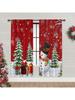 2pcs Christmas snowman pine tree curtains   pole pocket design   protect privacy   suitable for decorating various scenes