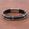 Herren-Armband aus Edelstahl, geflochtenes Lederarmband, modische Punk-Herrenarmbänder