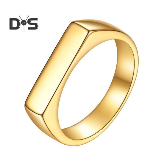 

Винтажное кольцо унисекс из чистого полированного титана, плоская поверхность, простой стиль, блеск, разные размеры, антикоррозийное, легкое, ювелирное украшение на палец US 7 золотистый