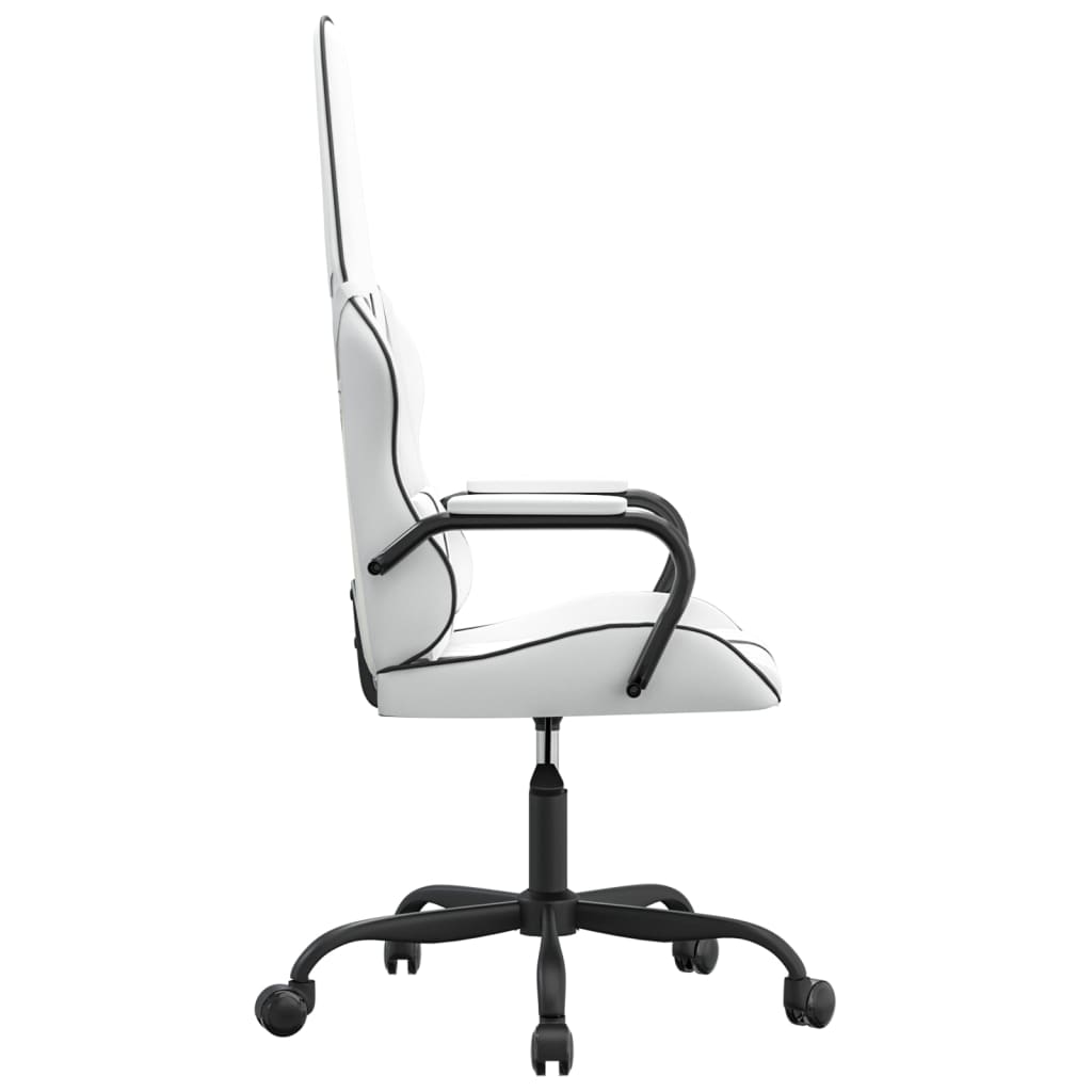 Gaming Chair In White and Black Synthetic Leather