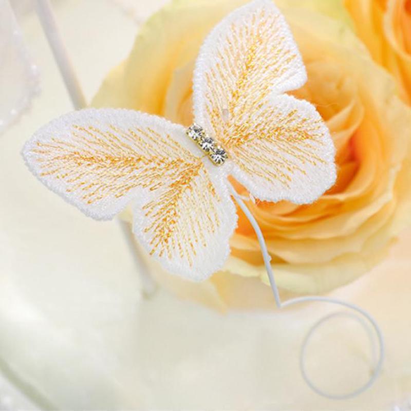 Embroidered Butterfly Diy Cake Dessert Decoration Birthday Party Decoration Supplies 5Pcs/Pack